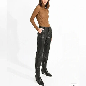 MOLLY BRACKEN VEGAN LEATHER STRAIGHT PANTS luxury